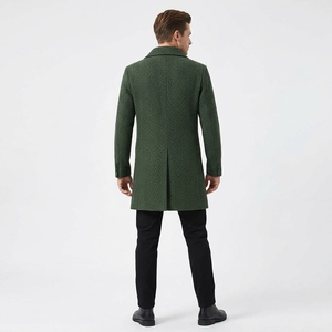 High Quality Herringbone <b>Wool</b> Winter Woolen <b>Overcoat</b> <b>Long</b> Genuine Notch Lapel Slim Fit Coats for <b>Men</b> - Product Image 6