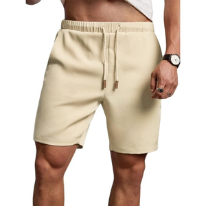Shorts de sport d'été pour hommes, tendance streetwear, confortables, décontractés, couleur unie, effet délavé, personnalisables, tricotés à l'avant, 100% coton - Product Image 3
