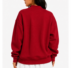 Sweat-shirt oversize à col montant pour femme, imprimé floral, avec logo appliqué personnalisé, pull décontracté, vente en gros d'usine - Product Image 6