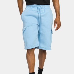 Shorts cargo pour homme en polaire épaisse, mi-longs, en coton respirant, avec logo frontal, style streetwear, fermeture à cordon de serrage - Product Image 5