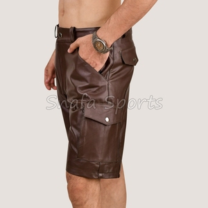 กางเกงขาสั้นหนังผู้ชายคุณภาพสูงขายดี สำหรับออกกำลังกายและสวมใส่ลำลอง กำลังขายดี - Product Image 3