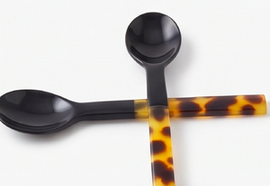 Juego de cucharas con mango de imitación de caparazón de tortuga, diseño retro de plástico con acabado espejo, mango largo, cabeza de cuerno, aptas para lavavajillas, para bodas y hoteles - Product Image 3