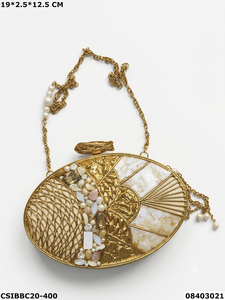 Exclusivos Bolsos de Mano de Latón y Madreperla para Novia, Diseño Elegante y Hechos a Mano |   Bolso de mano Craftstages International para la noche - Product Image 4