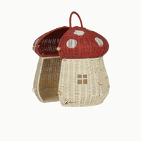 Panier en rotin fait main en jacinthe d'eau, motif citrouille, rouge à pois blancs KV NATURAL HOME, décoration d'Halloween, utilisation intérieure/extérieure, pour enfant