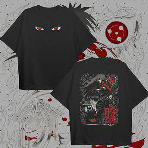 T-shirt ample respirant pour homme style anime <span class=keywords><strong>Madara</strong></span> Uchiha, col en V tricoté, couleur unie, polyester/coton, haute qualité - Product Image 2