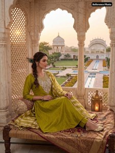 Green Cotton Ankle-Length <b>Kurta</b> Set With Embroidered Dupatta <b>Women</b> Traditional Ethnic Wear India Pakistan Casual Style - Product Image 2