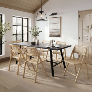 Silla de Comedor Plegable Moderna de Madera Maciza con Respaldo de Ratán Natural y Asiento Tejido - Product Image 5