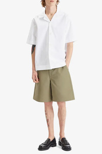 <b>Mens</b> Khaki <b>Tailored</b> Bermuda <b>Shorts</b> Mid Waist Structured Design with Integrated Belt Closure Premium Casual Wear for Summer - Product Image 3
