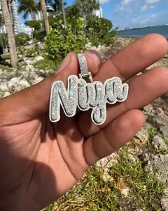 จี้เพชรโมอิสซาไนต์ทรงกลม 3 กะรัต ชื่อสั่งทำได้ สำหรับผู้ชาย ชุบทองคำขาว 14K - Product Image 3