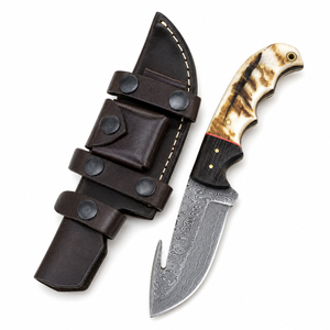 Couteau à Découper Burraq Fait Main de Haute Qualité en Acier Damas de 9 Pouces avec Manche Élégant et Étui en Cuir pour Usage Extérieur DIY - Product Image 6