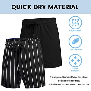 Men's 3 <b>Pack</b> Solid Mid Waist Breathable Quick Dry Workout Gym Shorts <b>Canvas</b> Athletic Shorts with Pockets Elastic Waist - Product Image 2