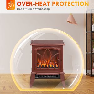 Caminetto Elettrico da 1500W con Fiamme Realistiche, Protezione da Surriscaldamento Integrata, Inserti per Stufa - Product Image 6