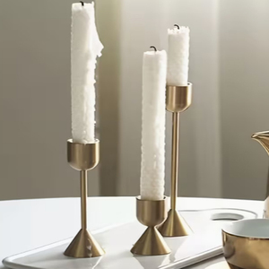 Set of 3 Satin <b>Brass</b> <b>Candlestick</b> U Shaped Head Conical Base New Design 2026 Candle <b>Holder</b> Wholesale - Product Image 2