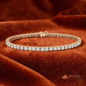 Bracelet tennis en moissanite taille ronde plaqué or rose pour femme, bijou de mode élégant, cadeau de luxe, style tendance - Product Image 1