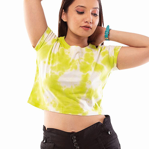 T-shirt court moderne pour femmes, coupe ajustée, en mélange de coton très extensible, personnalisable pour commande en gros - Product Image 6