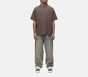 OEM Custom <b>Men</b> Summer Breathable High Quality Vintage <b>Brown</b> <b>T</b> <b>Shirt</b> 100% Cotton with Short Sleeve <b>T</b>-<b>shirt</b> Wholesale Custom Logo - Product Image 4