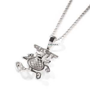 Colgante de Plata 925 Bañado en Oro con Diamante Moissanita, Diseño de Trampa de Dibujos Animados, Joyería Hiphop para Hombre, Corte Redondo, Uso Diario - Product Image 5