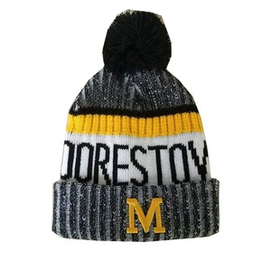 Custom Embroidered Pom Pom <b>Beanie</b> Knit Winter Hat Jacquard Logo Bulldog Graphic Team Sport Headwear 2026 - Product Image 3