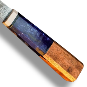 Couteaux de chef professionnels avec lame en acier à motif Damas tranchante et manche décoratif en résine de bois pour la cuisine et la préparation des aliments - Product Image 4
