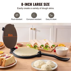 Pressa per Tortillas in Ghisa da 8 Pollici, Pretrattata, per 100 Tortillas, Roti e Patacones, 2-in-1 con Mattarello e Tavola per Impastare - Product Image 2
