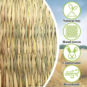 Tapis en herbe naturelle pour lapins, tapis de foin tissé comestible, litière à mâcher, doublure de cage, coussin rafraîchissant pour petits animaux - Product Image 4