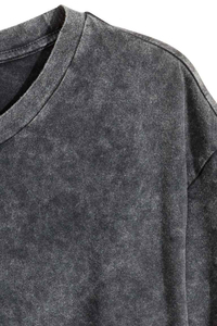 T-shirt en coton molletonné pour homme avec logo personnalisé, bords contrastants, effet soleil délavé, vintage, délavé à l'acide, sérigraphie, coupe oversize, couleur unie - Product Image 5