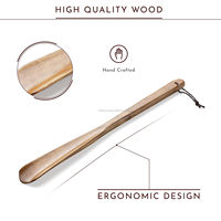 Chausse-pied long en bois noir paresseux avec logo personnalisé de luxe cuillères d'assistance en gros pour hôtels et usage personnel