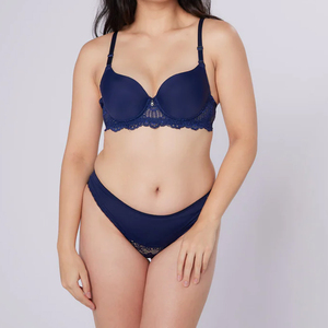 Conjunto de Lencería Sexy para Mujer 2026, Satén y Malla Transparente, Sujetador con Tirantes, Bragas de Dos Piezas, Encaje, Liguero, Bordado Personalizable, Lazo - Product Image 1