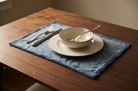 TheFabira Set de table rectangulaire classique en velours bleu, luxueux, doux, écologique, réutilisable, lavable, pour la maison, l'hôtel, le restaurant