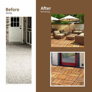 Set di 27 Piastrelle Incastrabili in Legno di Acacia per Pavimentazione Esterna e Decorazione Patio - Product Image 4