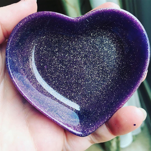 Resin Heart Shape bowl For Dinnerware Decorative Food Snacks Serving Bowl With Customised Purple Glitter Crafts In Sale - Product Image 1