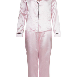 <b>Pajama</b> Set Silky Long Sleeve Sleepwear Women's Plus Size Breathable <b>Pink</b> Long-Sleeve <b>Silk</b> <b>Pajamas</b> Made in Pakistan - Product Image 4