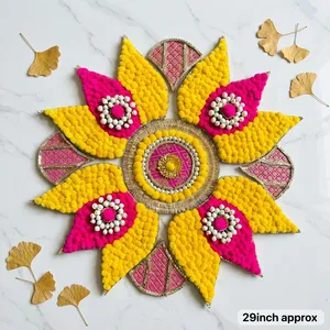 Décoration murale artisanale en feutre non tissé, fleurs bohèmes, décoration Diwali, art d'entrée intérieur, Rangoli, décoration intérieure - Product Image 4