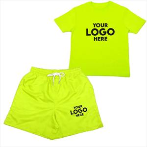 Ensemble deux pièces streetwear personnalisé avec logo, t-shirt et short pour homme, tenue assortie de mode urbaine d'été, ensemble sport décontracté OEM - Product Image 3
