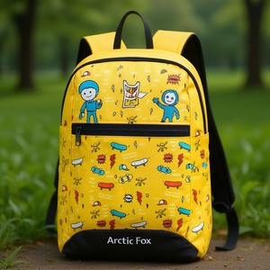 Sac à dos imperméable Arctic Fox 17L avec personnage de dessin animé pour l'école, fermeture éclair jaune, doublure en PVC tendance - Product Image 3