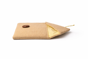 Pochette enveloppe en jute écologique 9x6 pouces avec fermeture à bouton, pochette de rangement pour maquillage en toile de jute naturelle, organisateur de cosmétiques, vente en gros - Product Image 2