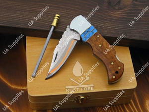 Couteau de poche pliable EDC de qualité industrielle, personnalisable OEM/ODM, en acier Damas cuivré, pour le camping et usages multiples - Product Image 3