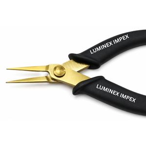 Pro Gold Tip Stainless Steel Black Handle Xurom Tweezers Nose <b>Pliers</b> Precision Fine Holding Tool Light Weight Smooth Jewelry - Product Image 2