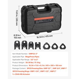 Kit di Pressatura MegaPress 7 Pezzi per Tubi in Acciaio al Carbonio Include 1/2'' 2'' Mordacchie di Pressione 3 Pezzi Anelli di Pressione 1 Pezzo Parti per Sistemi HVAC - Product Image 6