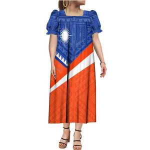 Vestido Maxi Personalizado para Mujer, con Hombros Descubiertos, Manga Corta, Estampado, Verano, Casual, Fabricante OEM ODM, Venta al Por Mayor - Product Image 3