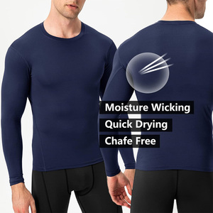 Chemise de compression à manches longues pour homme, logo personnalisé, tissu extensible, vêtements de sport pour la remise en forme et l'entraînement quotidien - Product Image 5