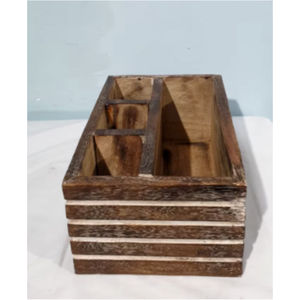 Wooden Cutlery Holder <b>Caddy</b> for Dining Table Napkin Spoon Fork Organizer Box <b>Kitchen</b> Countertop Utensil Storage Stand Wood <b>Caddy</b> - Product Image 4