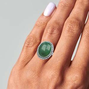 Nephrite Jade Oval Shape Gemstone Vintage Ring Handmade 925 Solid Sterling Silver Designer Big All Size Birthday <b>Gift</b> <b>for</b> <b>Her</b> - Product Image 3