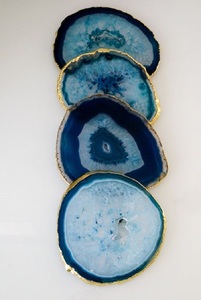 Wholesale Feng Shui Style <b>Agate</b> <b>Coasters</b> Gold Edge Tea <b>Coaster</b> Home Decor Semi-Precious Stone Craft Mascot for Sale - Product Image 3