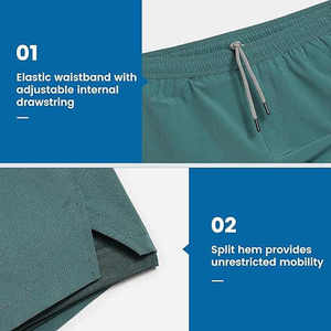 OEM Custom Logo Solid Men's Double <b>Layer</b> Eco-Friendly Quick Dry Breathable <b>Mid</b> Waist Drawstring Closure Athletic Shorts 7 Inch - Product Image 5