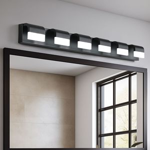 Applique murale moderne à 6 lumières LED pour salle de bain, finition nickel brossé, à poser au-dessus du miroir - Product Image 1