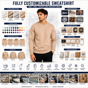 Wholesale Custom Fleece Sweatshirt Manufacturer Cotton Crew Neck Pullover OEM ODM Private <b>Label</b> Factory Low MOQ Export Quality - Product Image 5