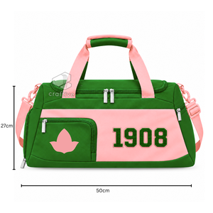 Alfa |   Kapa |   Bolsa de Viaje Deportiva de Fin de Semana para Mujer, Marca Alpha Sorority, de Cordura, con Compartimento para Zapatos, con Cierre - Product Image 1