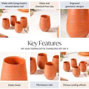 Tasse à thé classique en argile terracotta orange faite à la main, 400 ml, réutilisable, écologique, pour le camping - Product Image 2