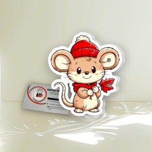 Plaque magnétique personnalisée avec logo pour extensions de cils, motif souris mignonne avec chapeau et écharpe rouges, en acrylique, pour outil de beauté - Product Image 3